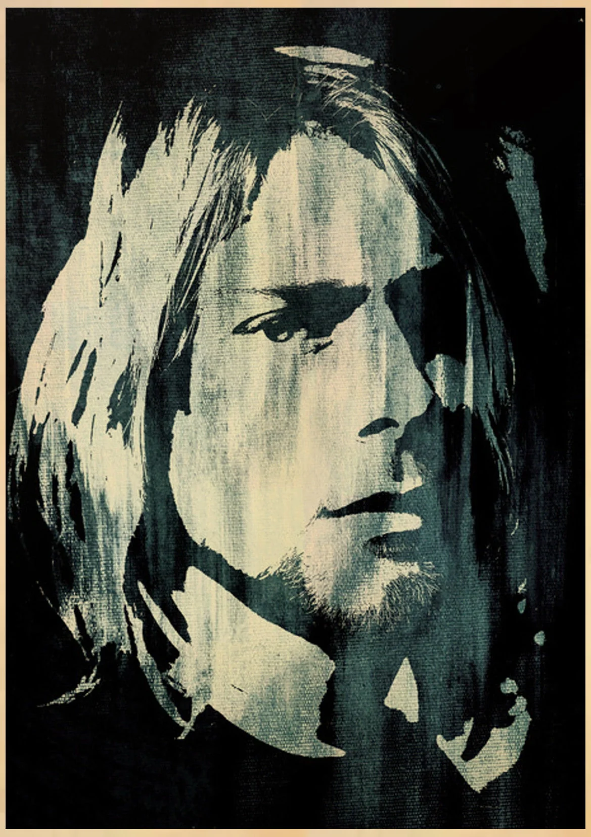 HULIANFU Singer Kurt Cobain Posters Rock and Roll Music Retro Kraft Paper Sticker DIY Vintage Room Bar Cafe Decor Gift Art Wall Paintings - Deanwangkt
