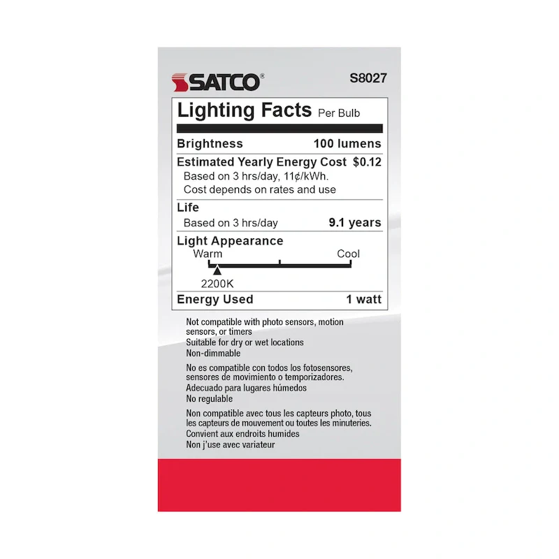 S14 LED String Light Replacement Bulb 2200K 120 Volt Replacement 4-pack - Clear