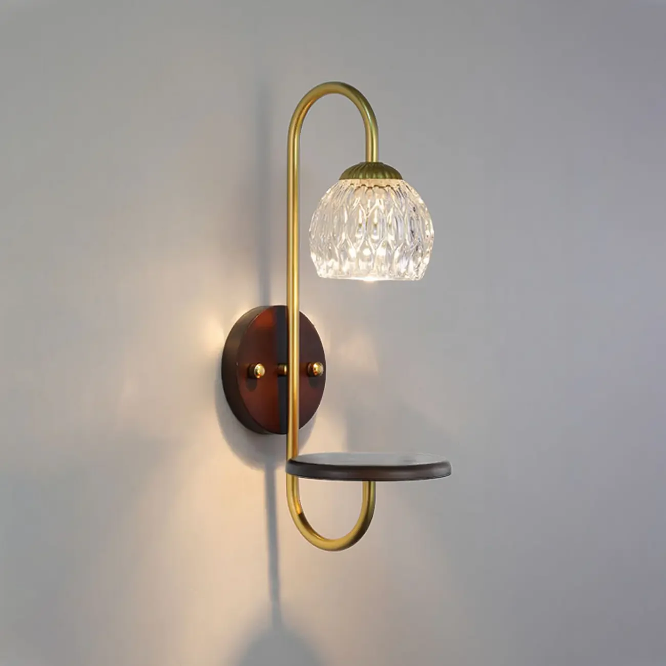 Vintage Wall Sconce with Floating Shelf for Living Room