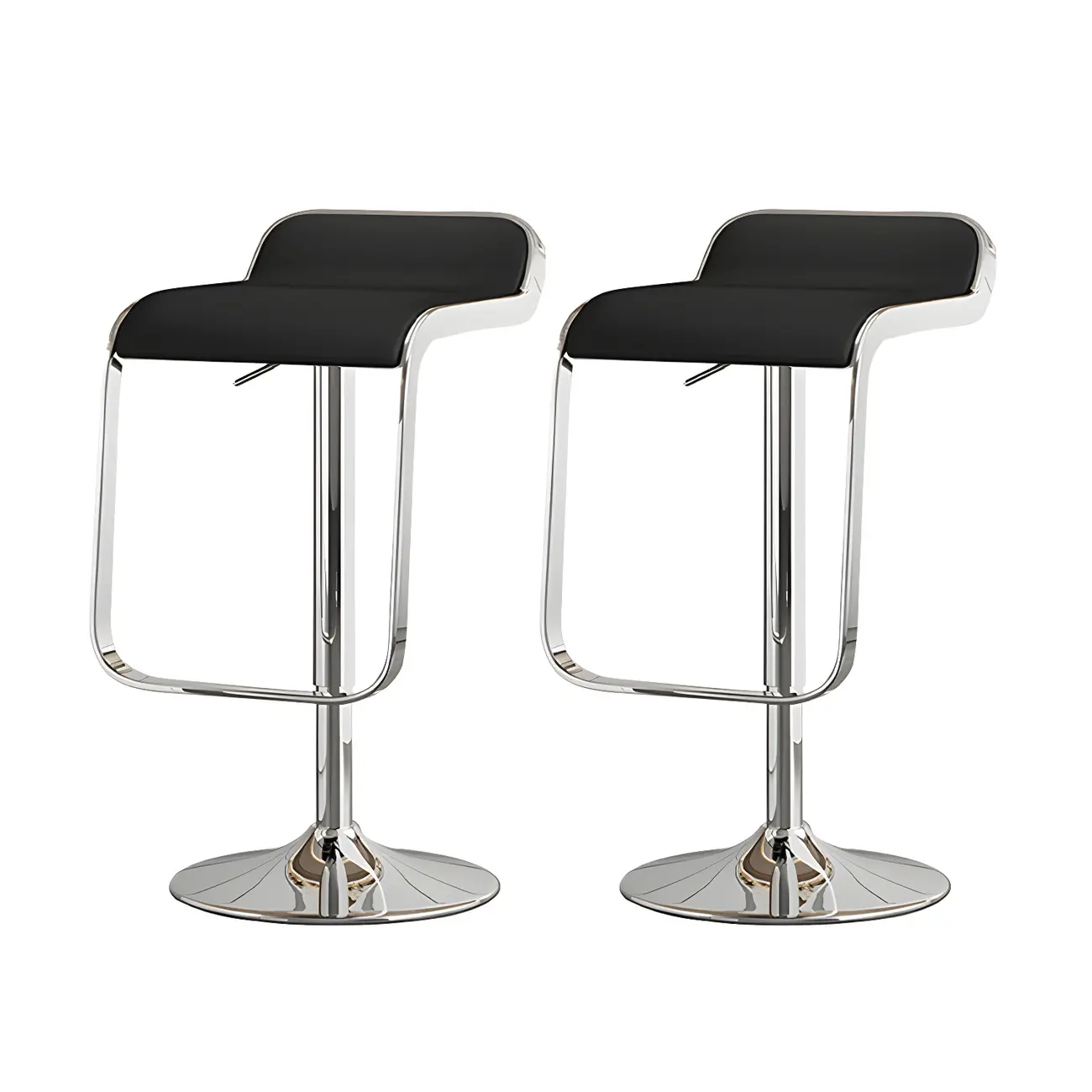 Leather Low Back Metal Adjustable Swivel Bar Stools