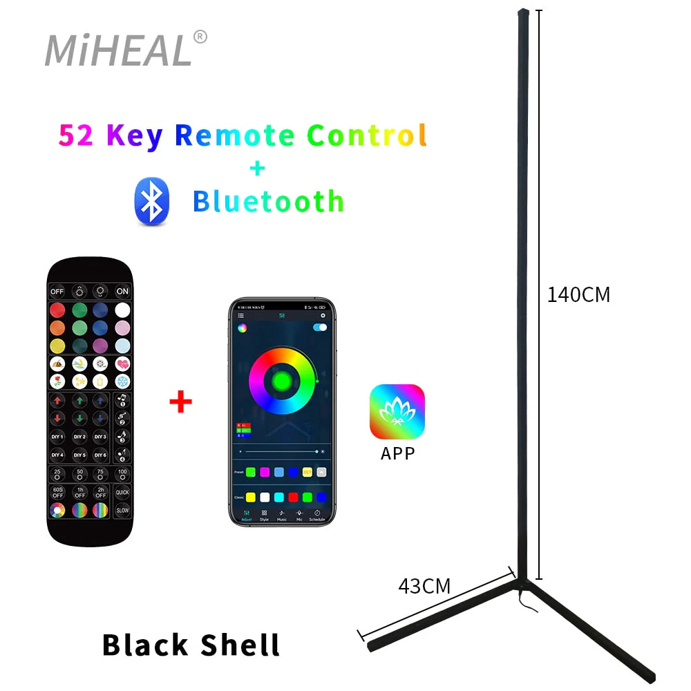 HULIANFU RGB LED Floor lamp Indoor Home Decoration Modern Corner Floor Lamp Living Rome Art Decor Atmospheric Standing Stand Lighting - Deanwangkt