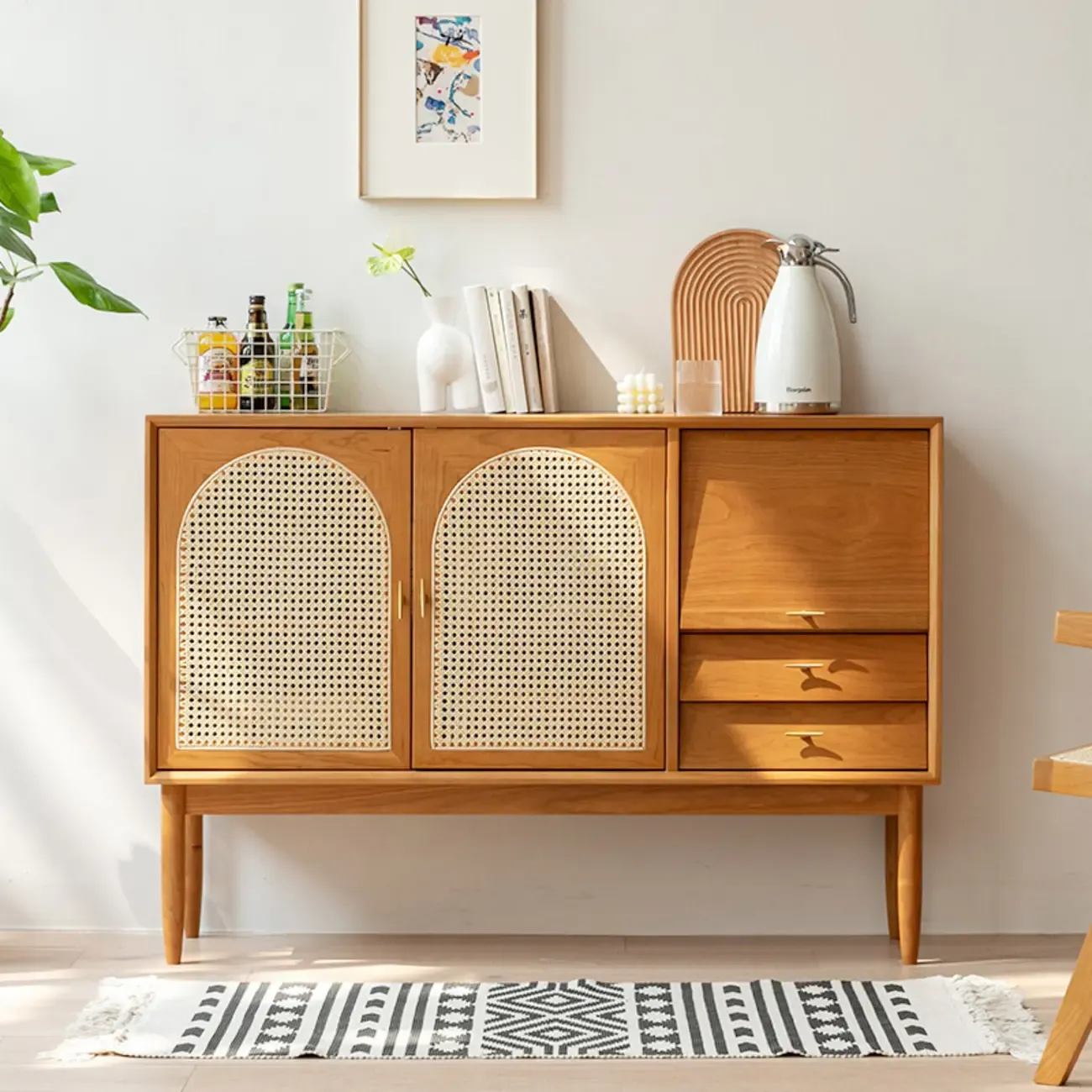 Scandinavian Wooden Sideboard with Storage for Living Room