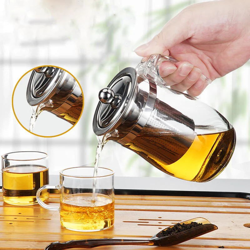 HULIANFU Teapot Glass Explosion-proof High Temperature Flower Teapot Teacup Teapot Filter Single Pot Tea Set Home Tea Cup Glass Juice Cup - Deanwangkt