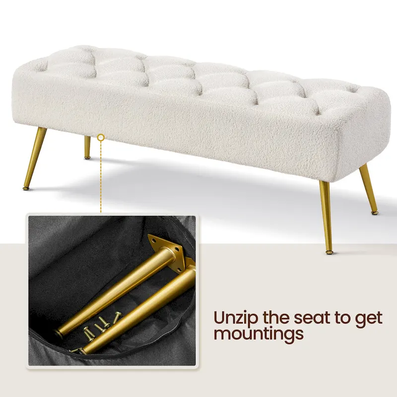 Yaheetech Upholstered Footstool Velvet Ottoman Button-Tufted Table Bench - 451617