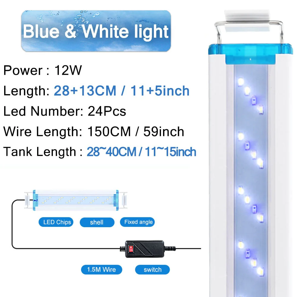 HULIANFU Super Slim LEDs Aquarium Lighting Aquatic Plant Light 18-75CM Extensible Waterproof Clip on Lamp For Fish Tank 90-260V - Deanwangkt