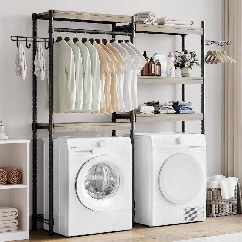5-Tier Wood Over The Washer and Dryer Storage Shelf