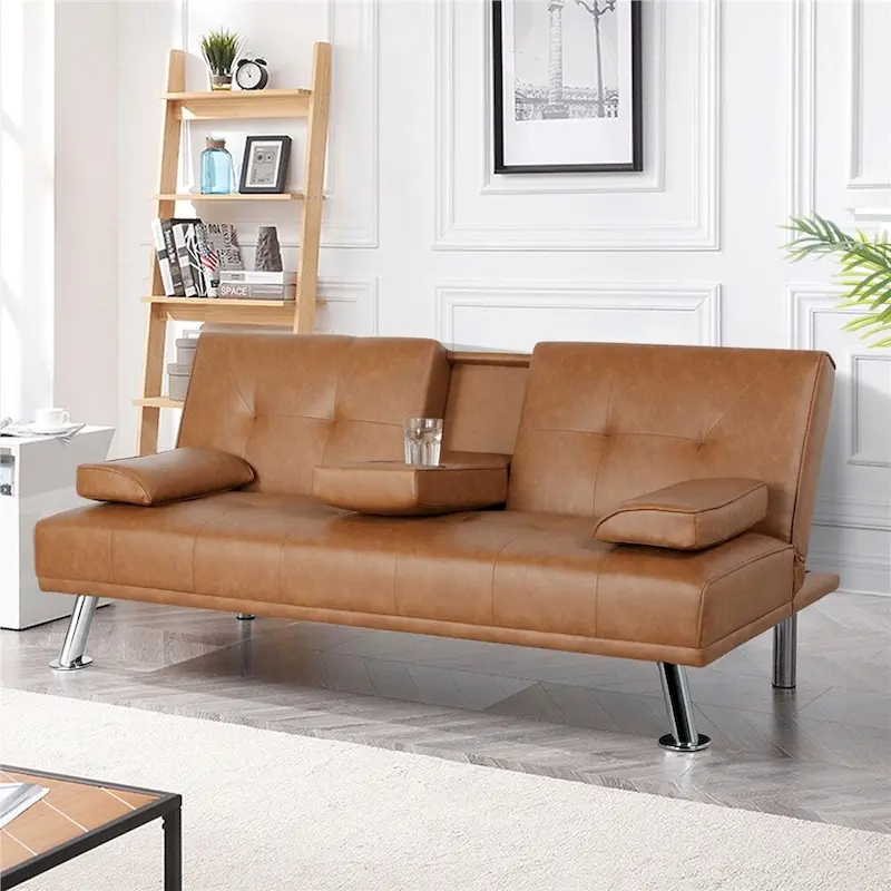 Yaheetech Modern Recliner Couch Faux Leather Futon Sofa Bed