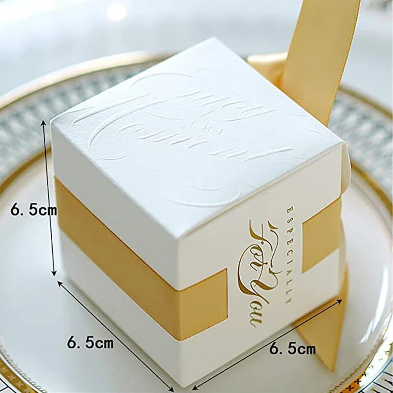HULIANFU Wedding Favors Gift Box Souvenirs Gift Box With Ribbon Candy Boxes For Christening Baby Shower Birthday Event Party Supplies - Deanwangkt
