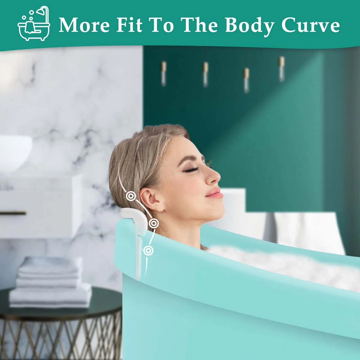 HULIANFU SPA Bath Pillow Bathtub Pillow with 3 Suction Cups EVA foldable Neck and Back Support Bath Tub Pillow For Home Spa Bathroom - Deanwangkt