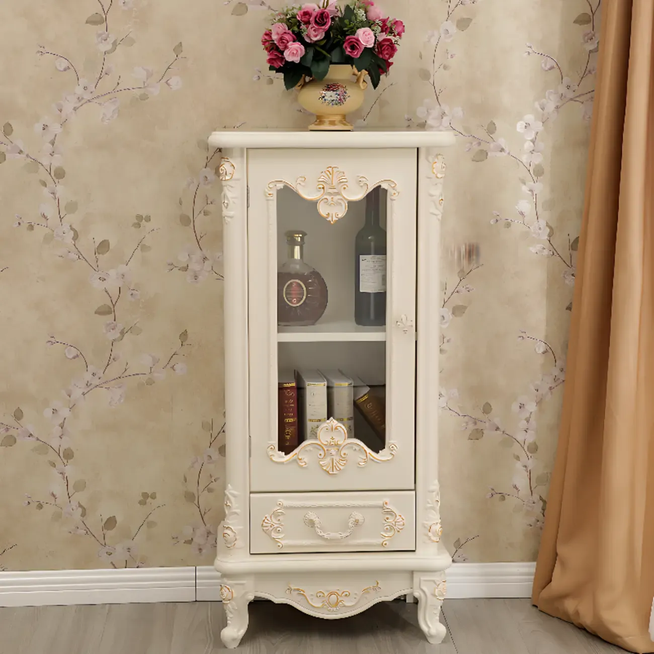 Scandinavian Wooden 2-Drawer Standard Curio Cabinet