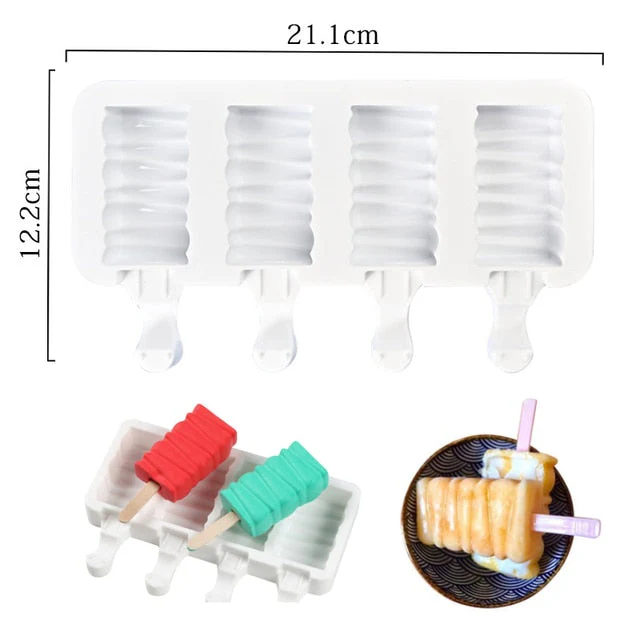 HULIANFU Silicone Ice Cream Mold Magnum Silicone Mold DIY Fruit Juice Ice Pop Cube Maker Ice Tray kitchen Baking Accessorie Popsicle Mold - Deanwangkt