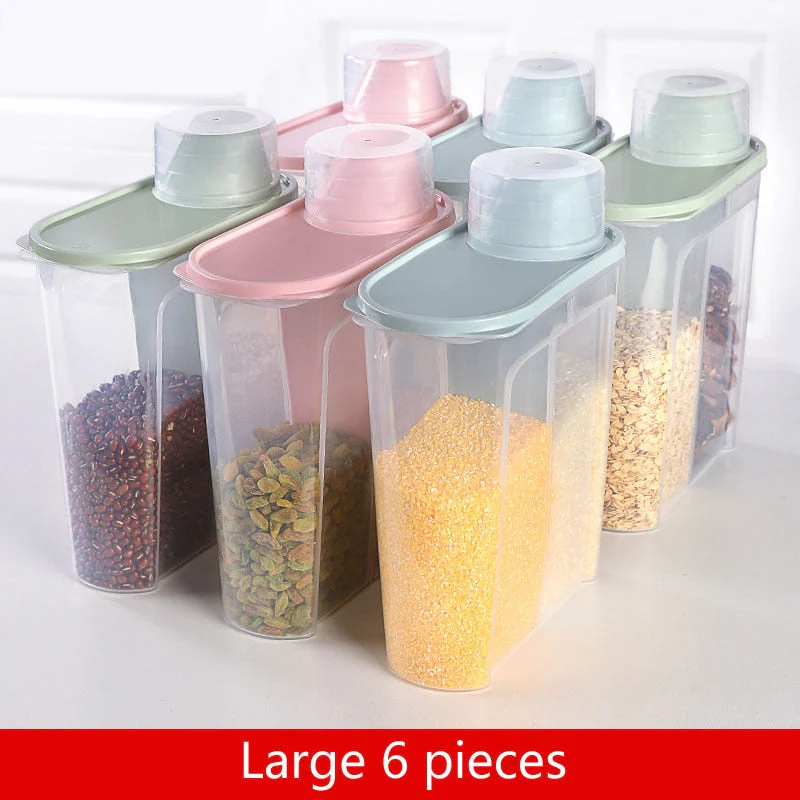HULIANFU PP Food Storage Box Plastic Clear Container Set with Pour Lids Kitchen Storage Bottles Jars Dried Grains Tank 1.9L-2.5L H1211 - Deanwangkt