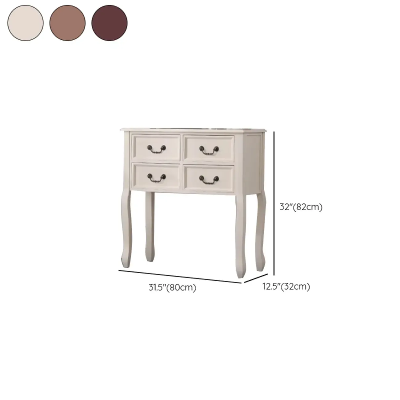 Rectangular Dark Walnut Console Table with Drawers