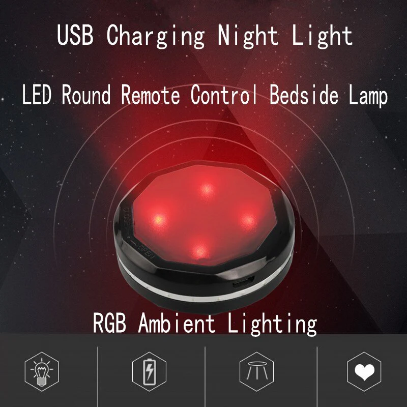 HULIANFU LED Under Cabinet Lighing Rechargeable Puck Light Closet Lights With Remote Counter Bookshelf Portable Round RGB Night Light - Deanwangkt