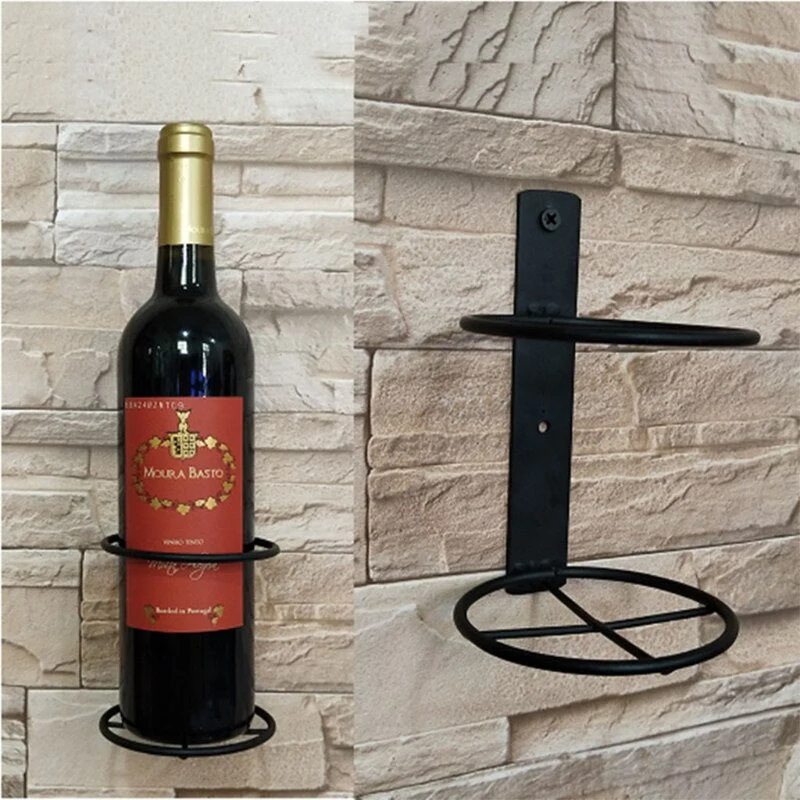 HULIANFU Wine Bottle Rack Wall Mount Wine Display Shelf Bracket Single Champagne Storage Organizer for Kitchen Bar - Deanwangkt