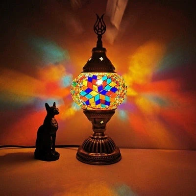 HULIANFU Turkish mosaic table Lamp vintage art deco Handcrafted lamparas de mesa mosaic Glass romantic bed light lamparas con mosaicos - Deanwangkt