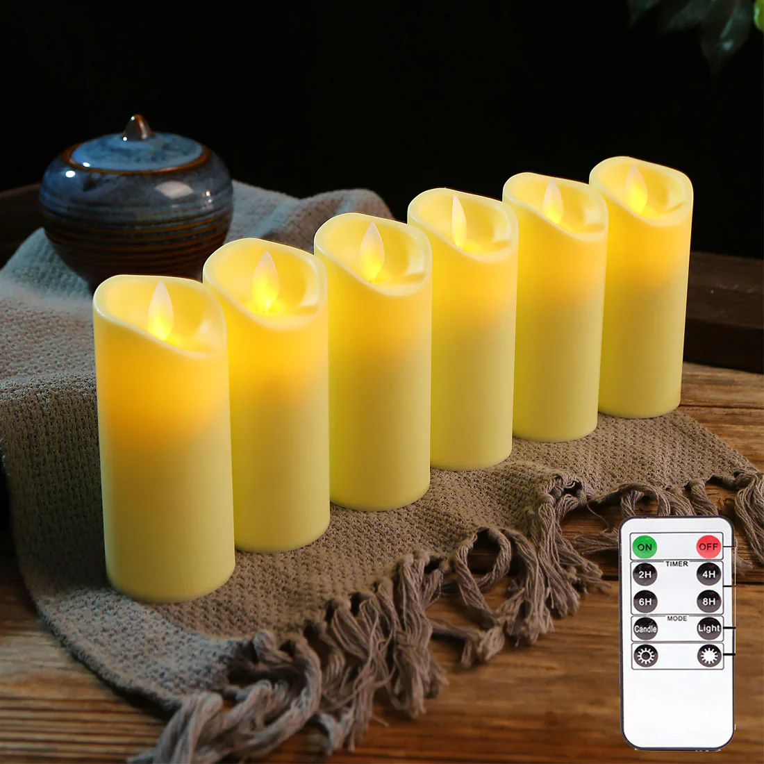 HULIANFU Pack of 3/6 LED Battery Operated Flameless Candles Remote Control,Moving Wick Swing Flame Pillar Candles For Wedding Birthday - Deanwangkt