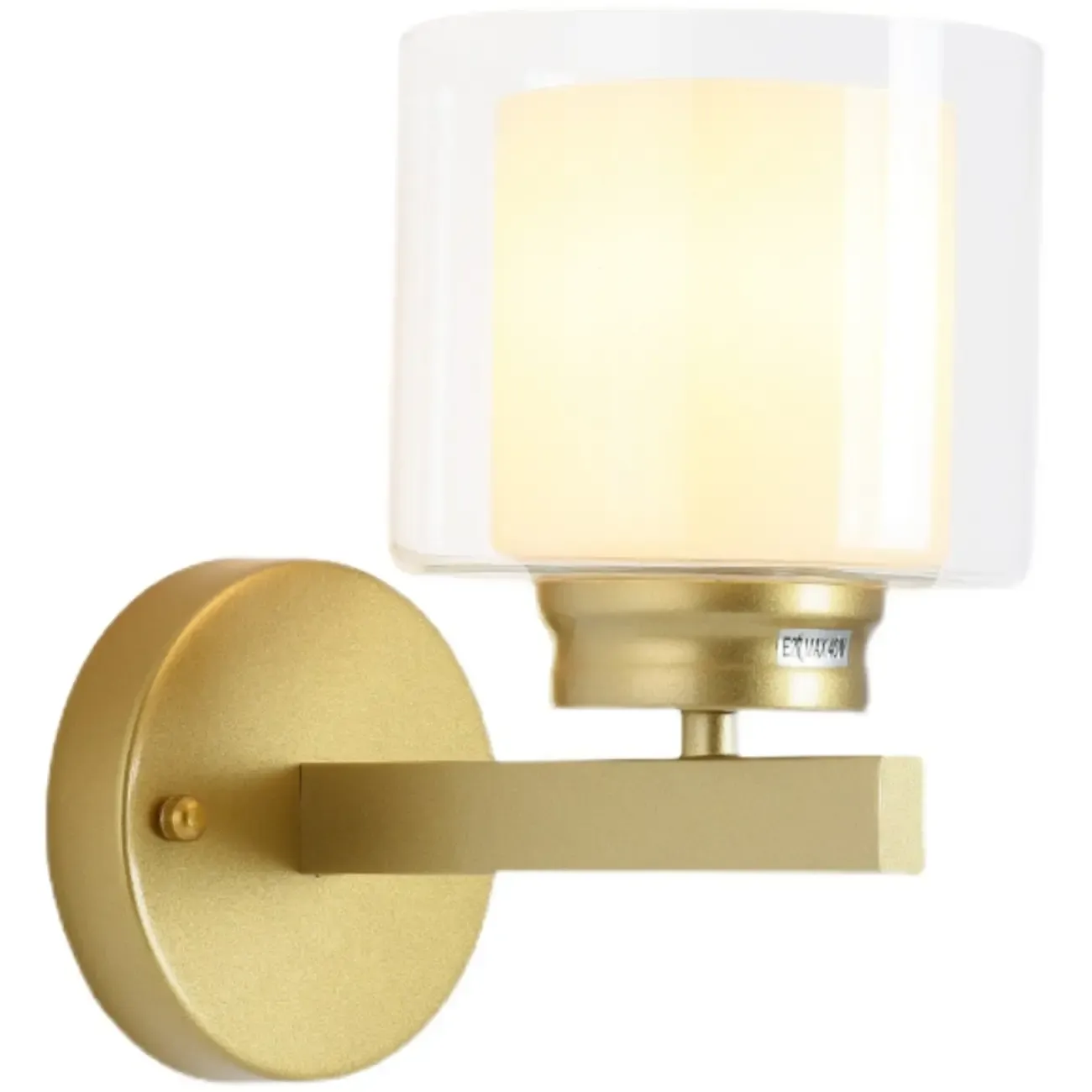 Modern Cylinder Brass Glass Shade Wall Sconce Light Fixture