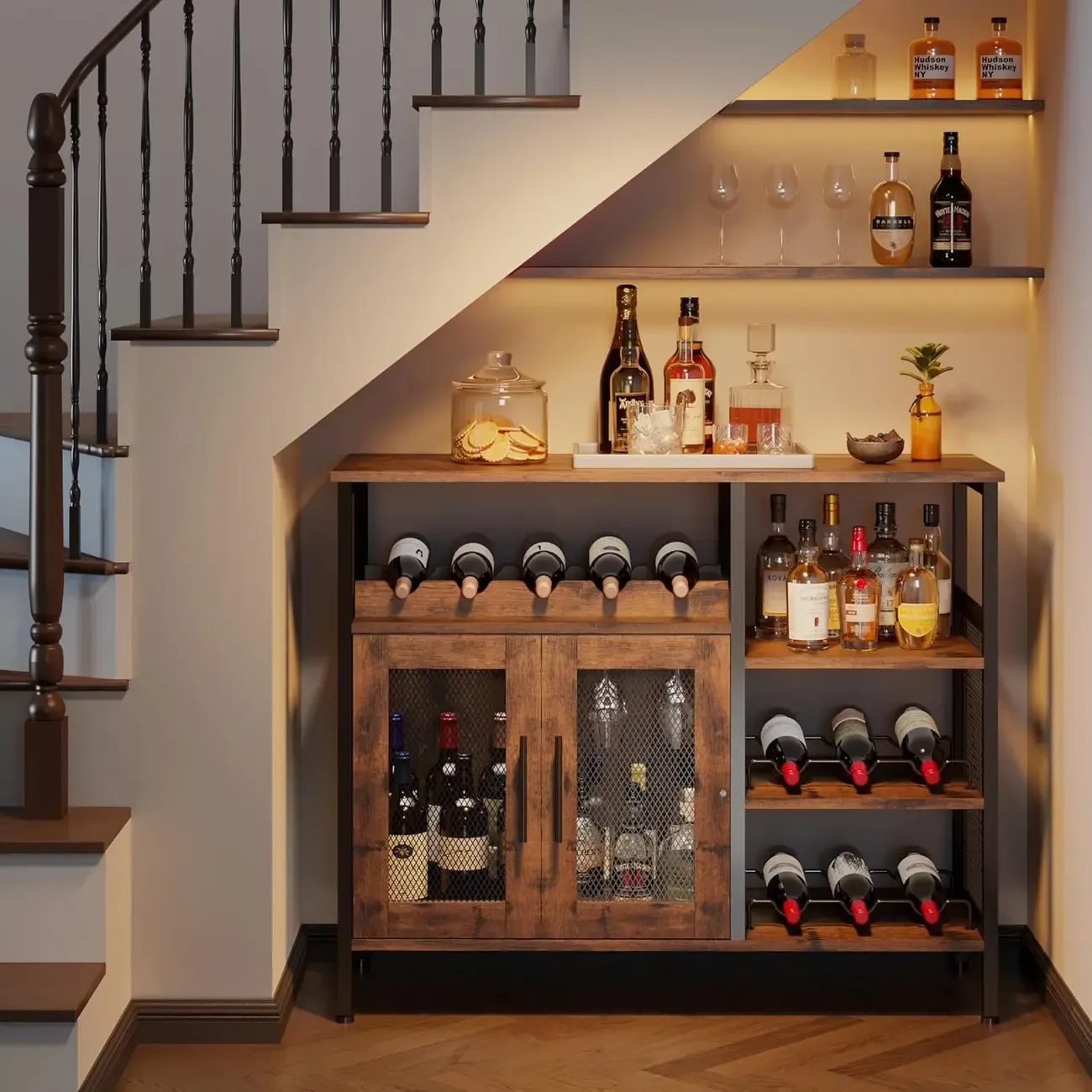 Wooden Large Capacity Removable Wine Cabinet with Double Door