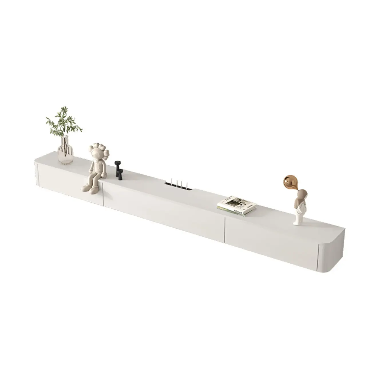 71 Off-White Long Floating Wood Cable Management TV Stand