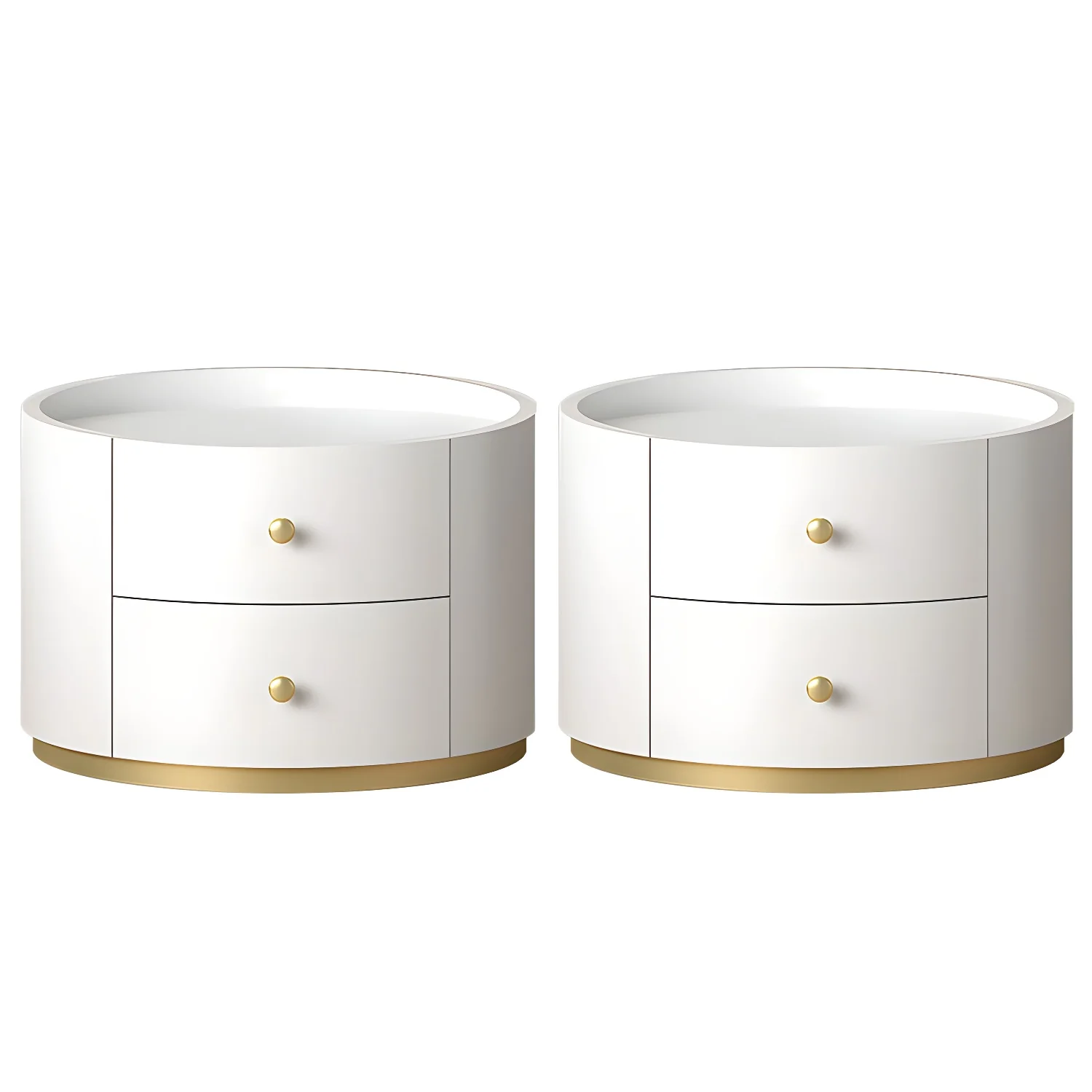 Glam Manufactured Wood Round 2-Drawer Nightstand