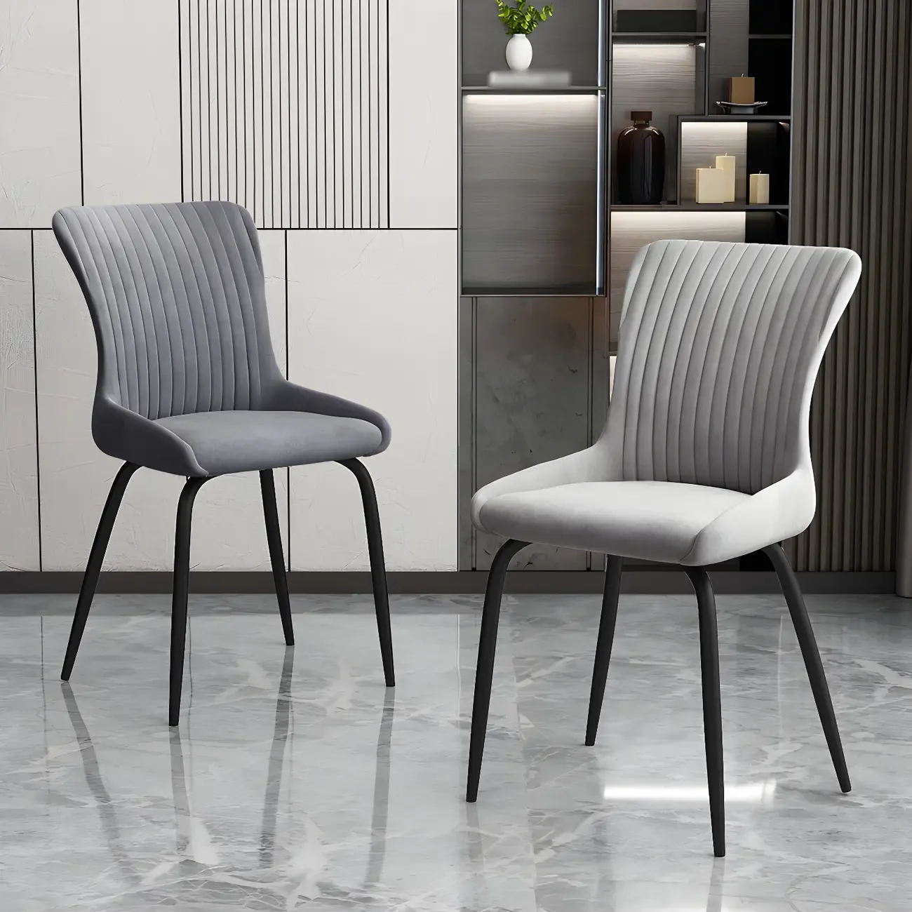Industrial Dark Gray Armless Kitchen Dining Chairs