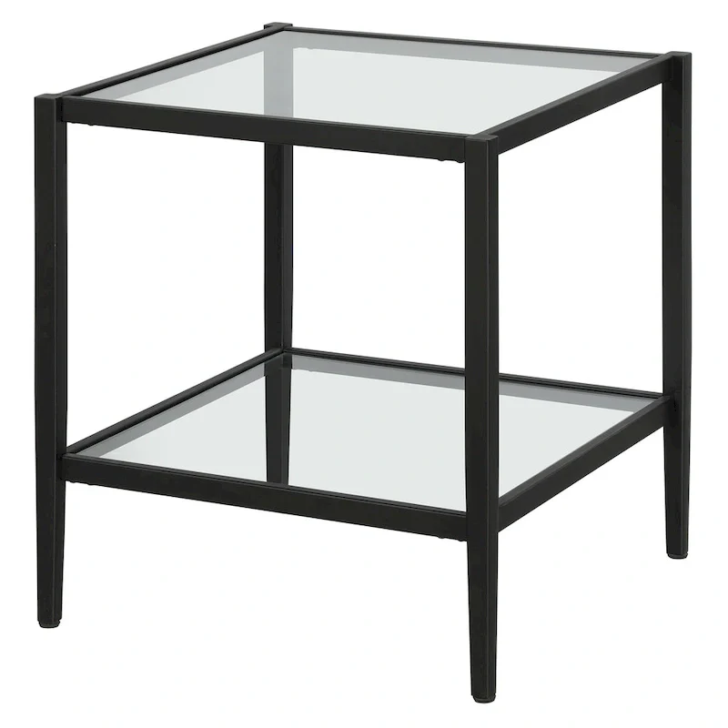 Hera 20 Wide Square Side Table with Clear Shelf