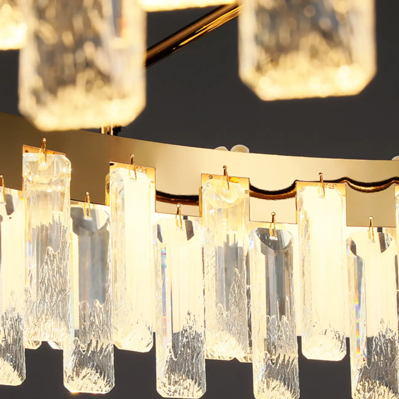 Modern Round Gold Crystal Drum Dimmable LED Chandelier