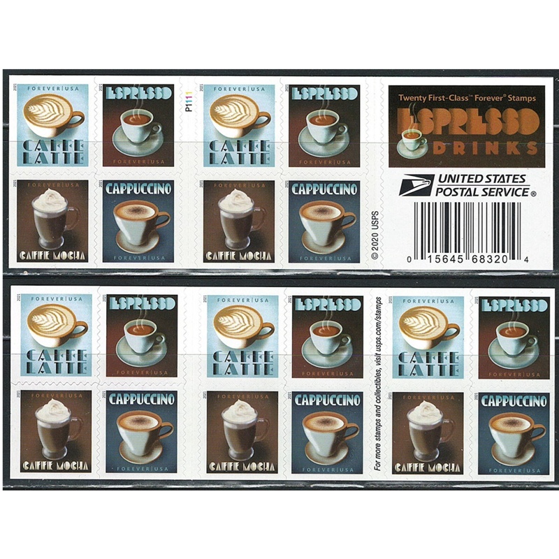 Espresso Drinks 2021, (Book of 20) - TWENTYSTAMPS