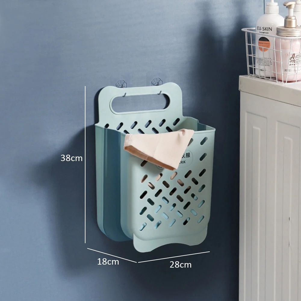 HULIANFU Large Portable Bathroom Folding Dirty Clothes Storage Basket Household Wall Hanging Punch-Free Laundry Basket Put Clothes Bucket - Deanwangkt