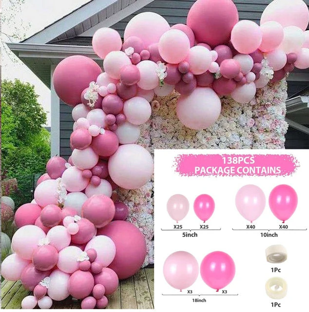HULIANFU Macaron Pink Balloon Garland Arch Kit Wedding Birthday Party Decoration Kids Globos Rose Gold Confetti Latex Ballon Baby Shower - Deanwangkt