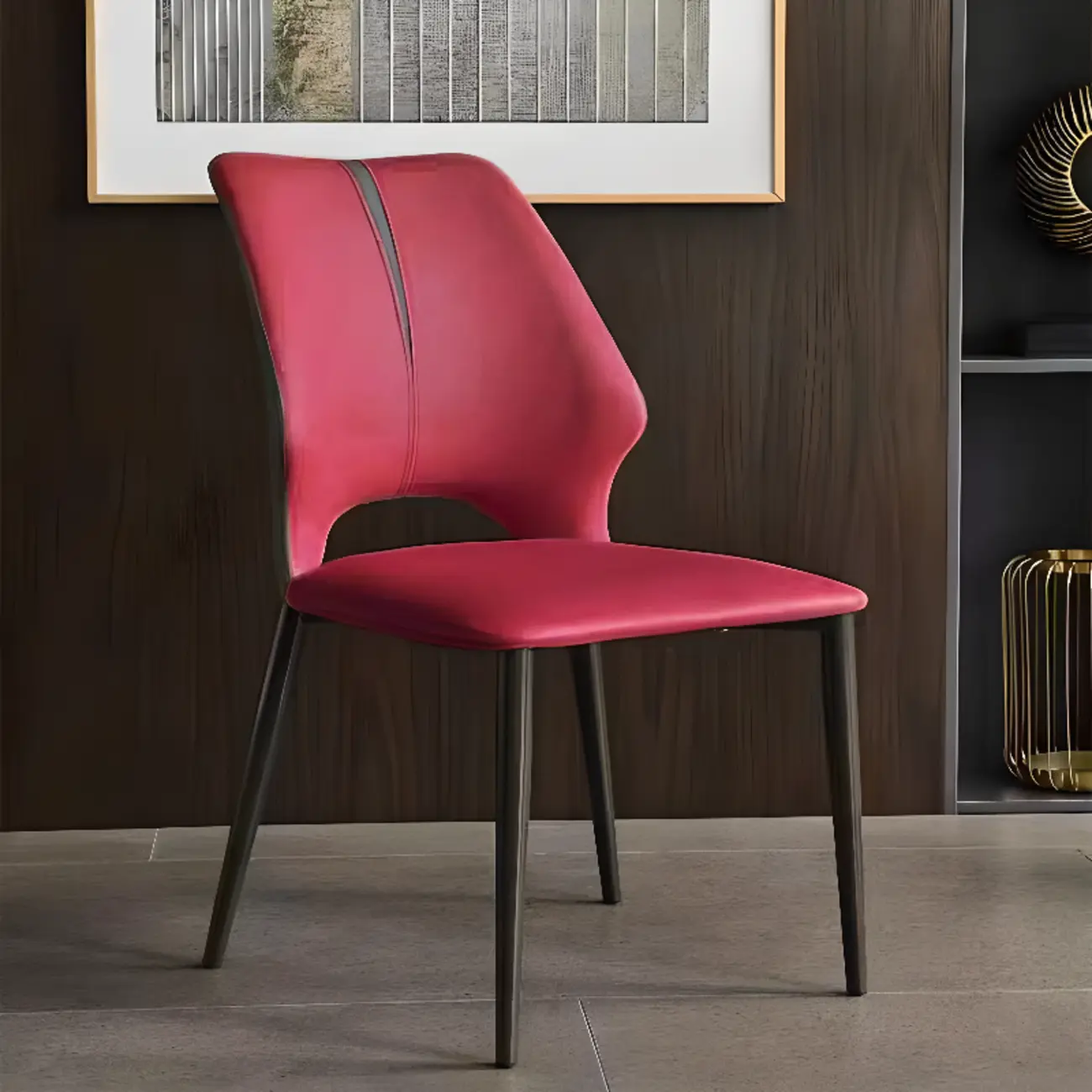 Modern Faux Leather Open Back Armless Dining Chair