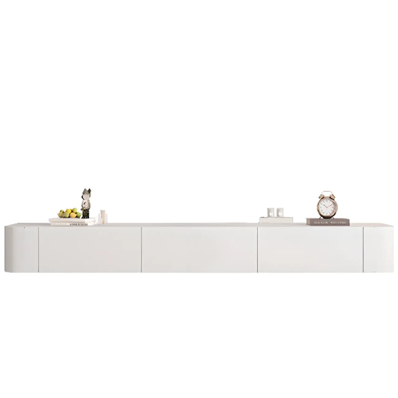 87 Grey Solid Wood Long Floating TV Stand with Drawers