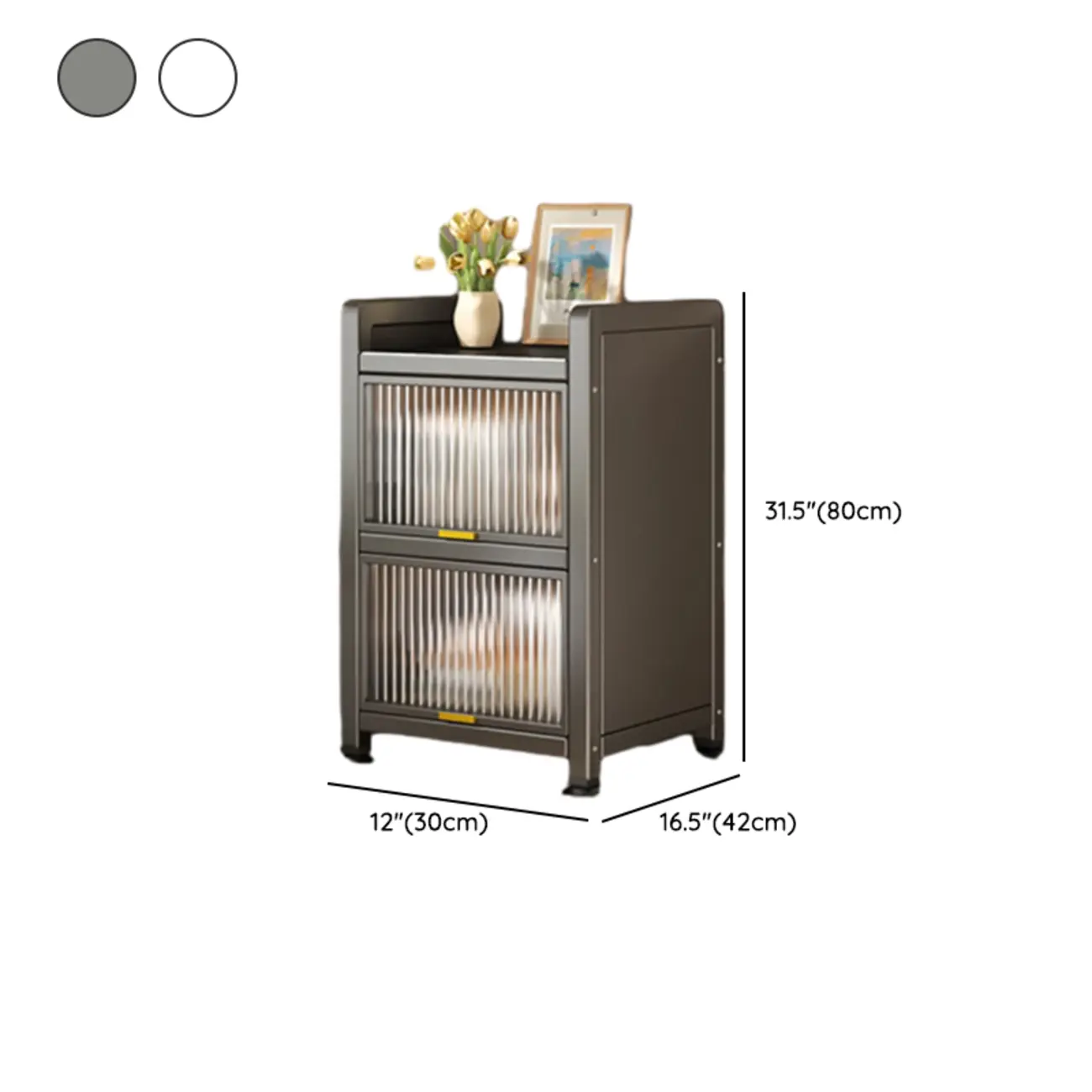 Flip-up Cover Modern Closed Back Metal 5-Shelf Bookcase