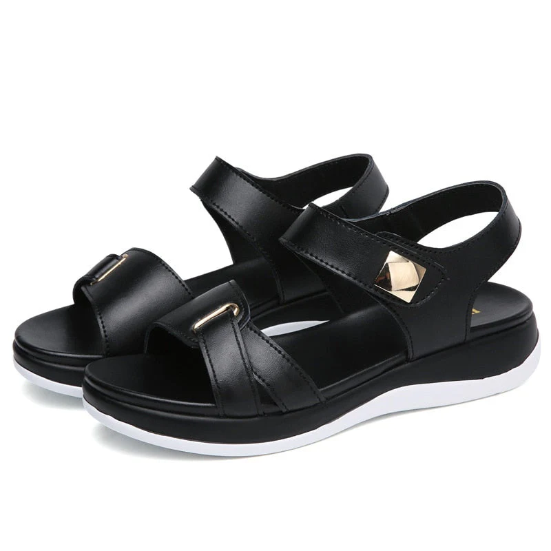 hulianfu New Women's Casual Sandals Platform Open Toe Soft-soled Beach Shoes Fashion Solid Color Outdoor Flat Sandals Sabdalia Feminina - Deanwangkt
