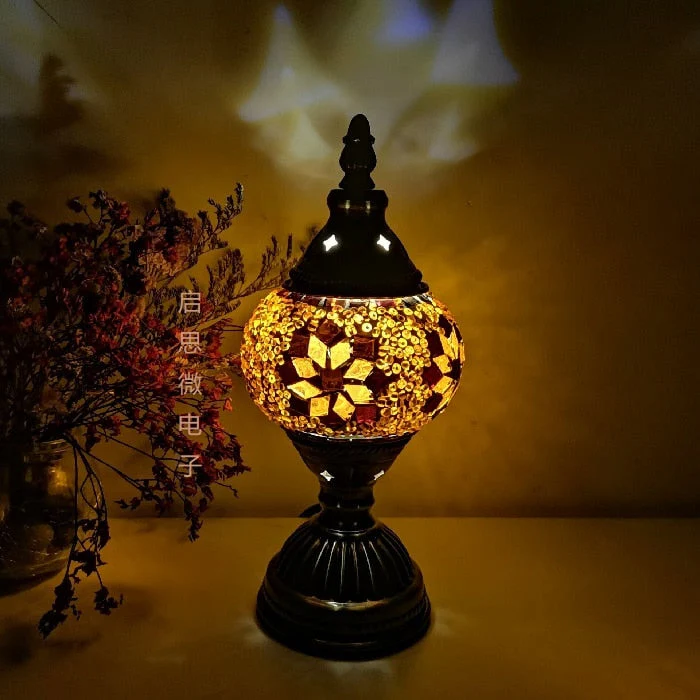 HULIANFU Turkish mosaic table Lamp vintage art deco Handcrafted lamparas de mesa mosaic Glass romantic bed light lamparas con mosaicos - Deanwangkt