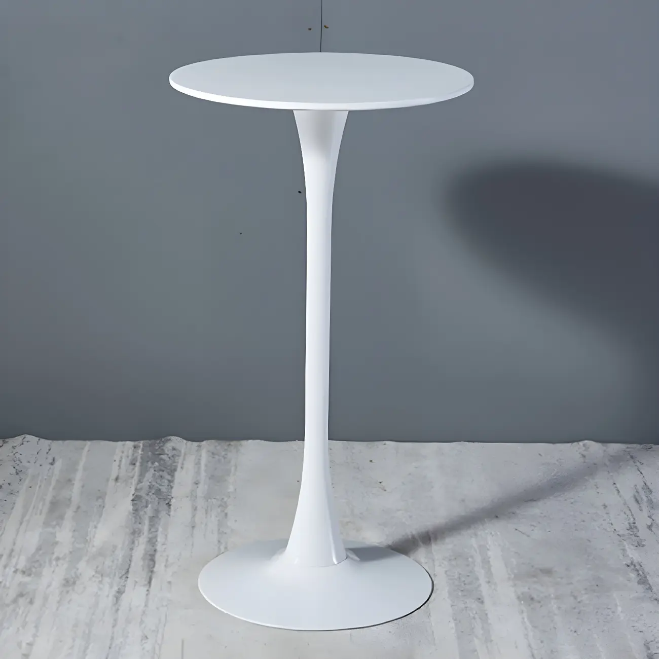 Simple White Round Metal Small Cocktail Bar Table