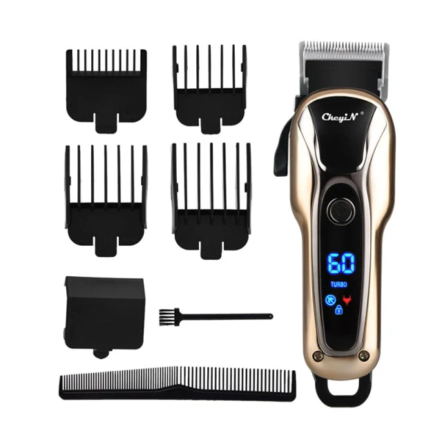 HULIANFU Professional Barber Hair Clipper Rechargeable Electric T-Outliner Finish Cutting Machine Beard Trimmer Shaver Cordless Corded - Deanwangkt