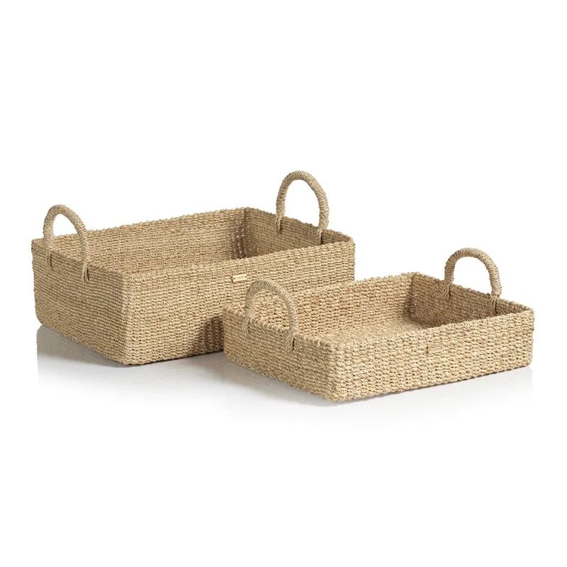 Lucena Rectangular Abaca Trays, Set of 2