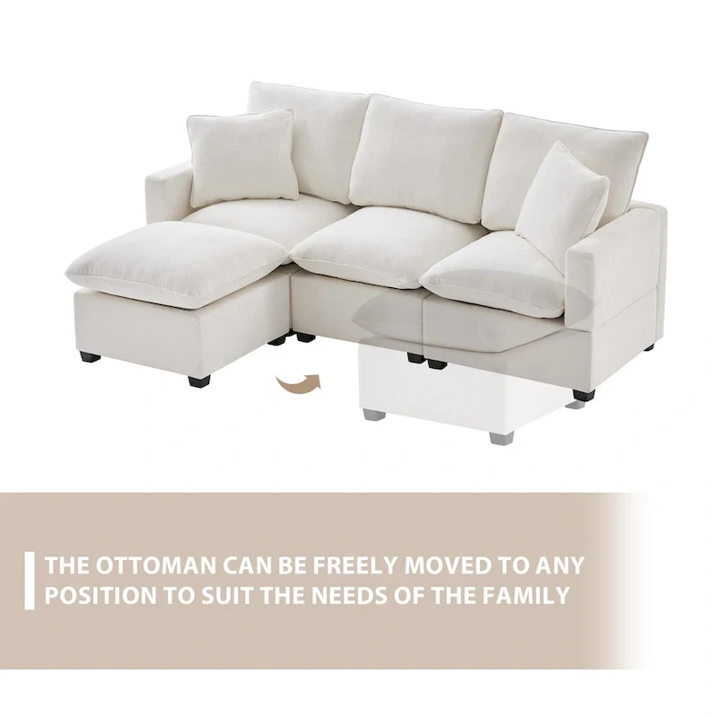 Modern Chenille Modular Sectional Sofa with 2 Pillows