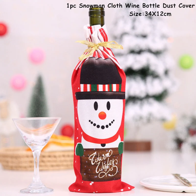 HULIANFU   Xmas Wine Bottle Dust Cover Noel Navidad Christmas Decoration for Home Dinner Decor Christmas Gift Tree Ornament New Year 2026 - Deanwangkt