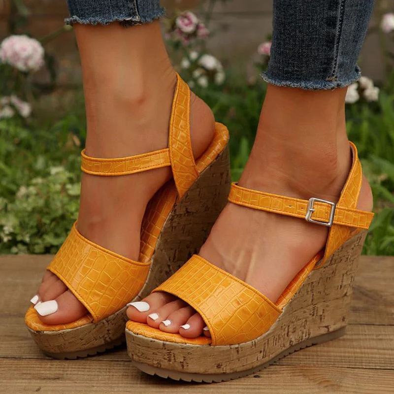 hulianfu Women's Patent Leather Wedge Sandals Ankle Strap Chunky Platform Sandals Women Summer  Thick Sole Non Slip Beach Shoes Woman - Deanwangkt
