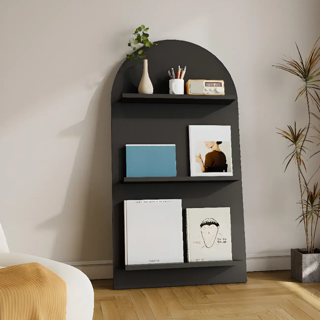 Scandinavian Solid Wood 4-Tier Ladder Bookcase