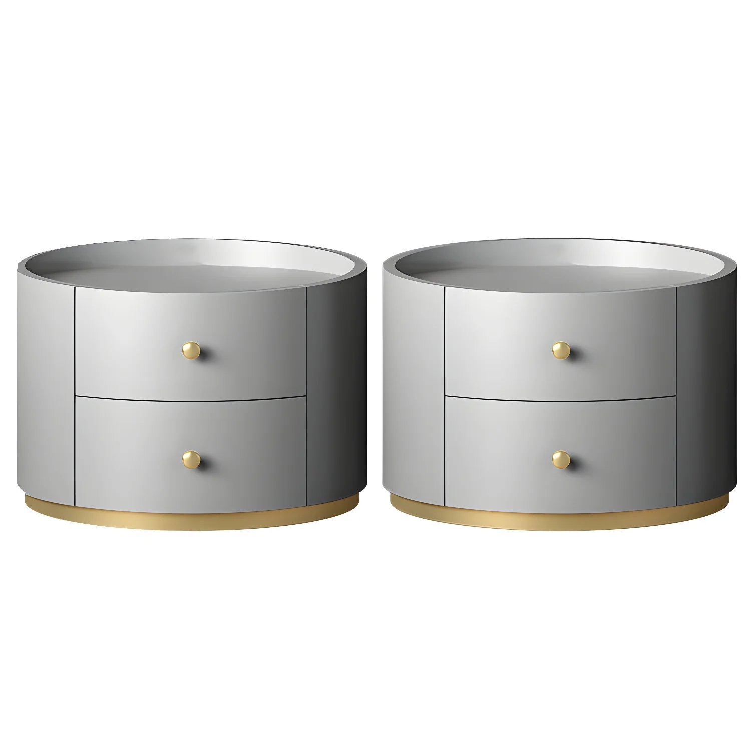 Glam Manufactured Wood Round 2-Drawer Nightstand