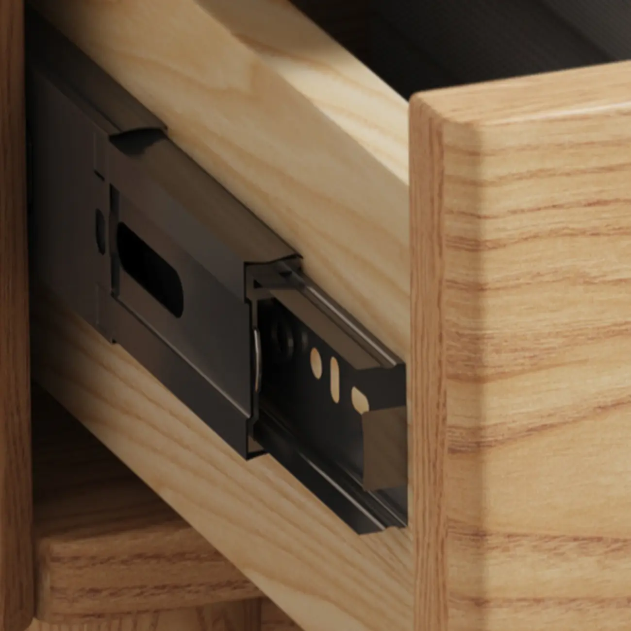 Scandinavian Brown Ash Wood 2-Drawer Nightstand