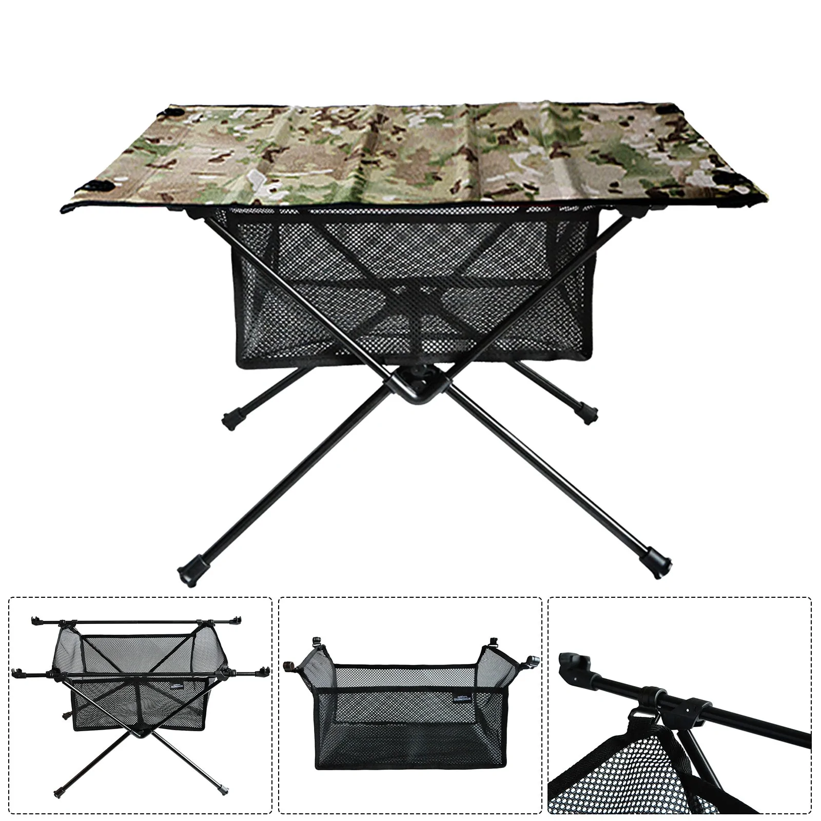 HULIANFU Outdoor Folding Table with Net Pocket Portable Foldable Aluminum Alloy Desk for Picnic Camping Garden Barbecue Desk Table - Deanwangkt