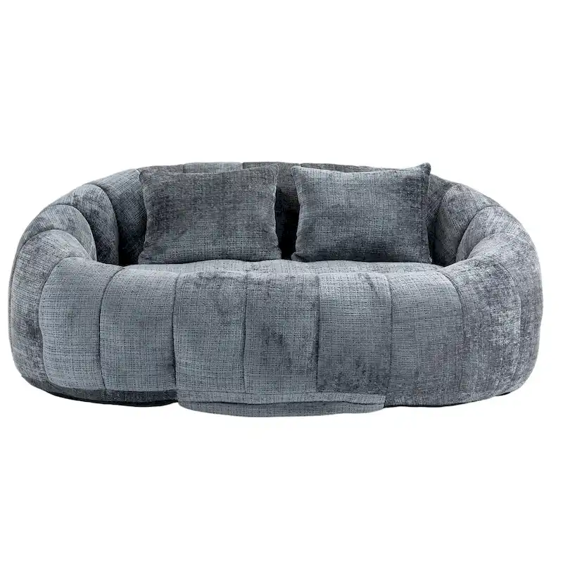 Gray Modern 59 Chenille Loveseat Chaise Lounge Chair