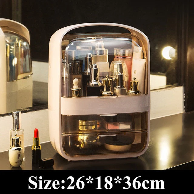 HULIANFU Large Capacity Makeup Organizer Cosmetic Storage Box Drawer Type Desktop Finishing Rack Dustproof Lipstick Beauty Mask Case - Deanwangkt