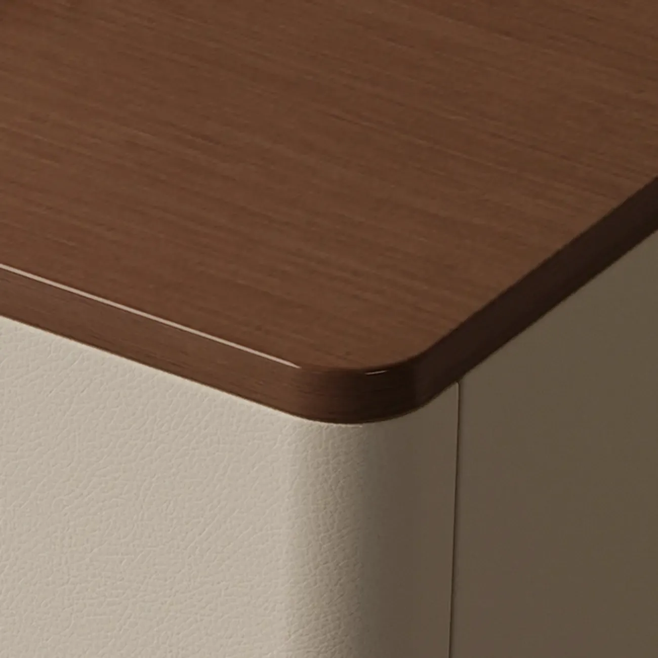 Modern Wooden Bedside Cabinet with Dual Drawers in Cream