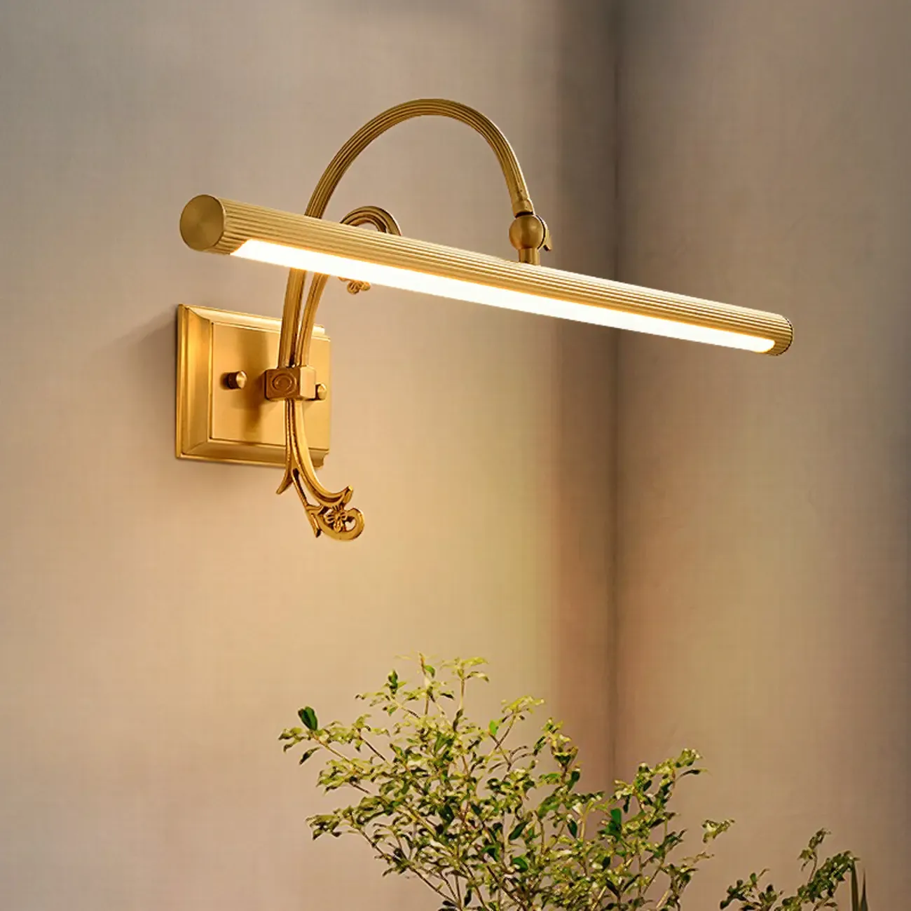 Arched Retro Copper LED Linear Wall Lamp